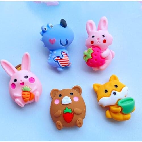 10Pcs Mixed Colorful Resin Cute Cartoon Animals Cabochons DIY Crafts Scrapbooking Hair Accessorie H67