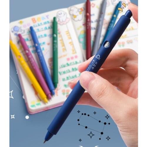 12 Pcs Morandi Color Twelve Constellation Black Press Gel Pen Retractable Set Wax Sealed 0.5mm Full Needle Pen Creative HCCY