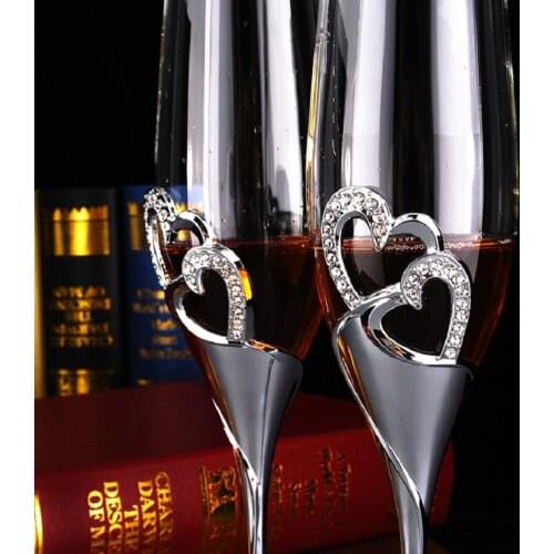 2pcs champagne glass crystal diamond high foot red wine glass set family gift box high grade creative personalized wine set