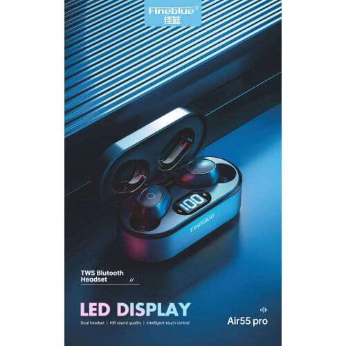 2021 Fineblue Air55 Pro TWS Bluetooth Earphones Wireless In-ear Headphones with Sports Headsets For Smartphones Dual Connection