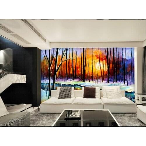 The custom 3D murals,sunshine birch oil painting style papel de parede,living room sofa TV wall bedroom wall paper