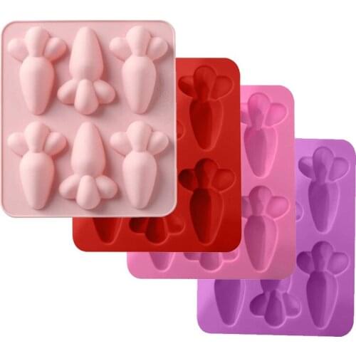 6 Cavity Carrot Silicone Mold Cake Cupcake Dessert Chocolate Fondant Mold Cake Decorating Tool Easter Decor