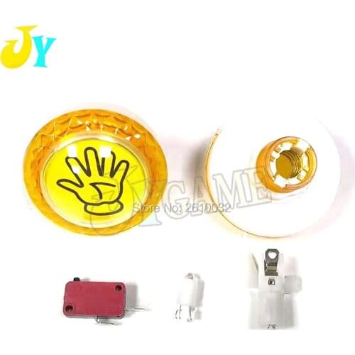 60MM Illuminated Button Arcade Push Button With Palm Pattern 12V led Blub Mricoswitch Children Arcade Game Machine Accessories