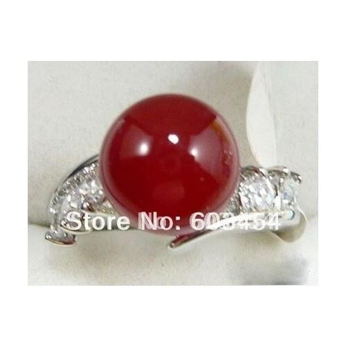 Free shipping Red Silver Crystal Ring size: 7.8.9 & Gift/ Shipping 1Pcs