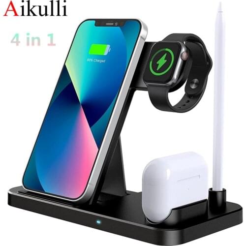 Wireless Charger 4 in 1 Fast Charging Stand Dock For iphone 11 X XR XS For Apple Watch 5 4 Airpods Pro Pencil Charging Station