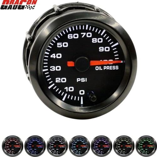 Dragon 52mm High Speed Stepper Motor 7 Colors Backlight Car Auto Oil Pressure Gauge 0-100 PSI Meter Instrument Free Shipping