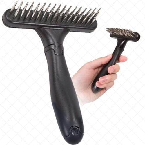 Dematting Tools Double Row Pins Professional Pet Undercoat Rake Cats Dogs Comb Brush Loosen Wet Dry Use Grooming Pet Supplies