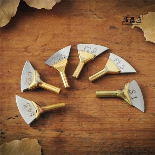 F1.5/f2/f2.5/f3/f3.5/f4.5 fan and circular groove pressure while metal head leather carving tools leather craft tools