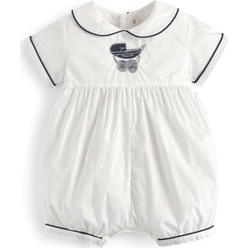 Newborn Baby Spanish Clothes Infant Boy Girl Rompers Jumpsuit Children Embroidered White Summer Playsuit Bodysuit Baby Outfits