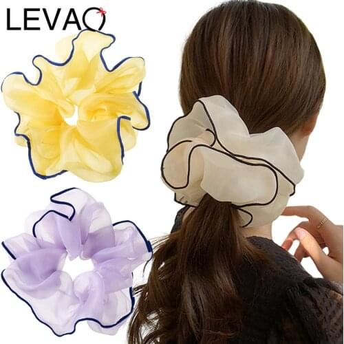 Levao 18cm Net Yarn Scrunchies For Women Chiffon Rubber Elastic Hair Tie Bands Rope Ponytail Holder 2021 New Hair Accessories