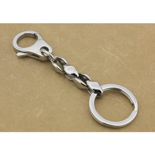 LINSION Mens KeyRing 316L Stainless Steel Biker Rocker Keychain 5T007KC Punk Jewelry