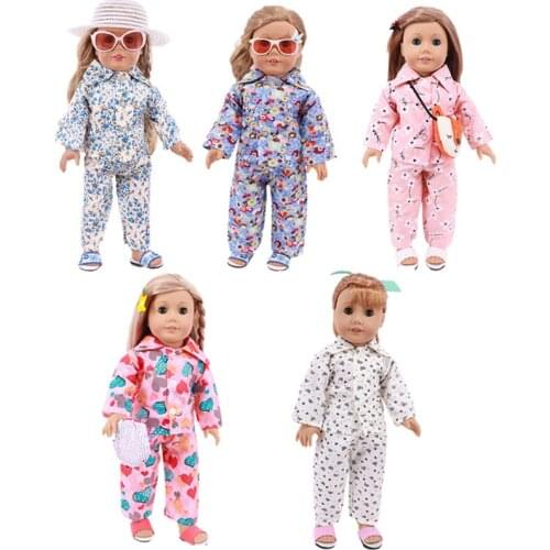 Fashion Printed Long Sleeve Casual Suit Fit 18 Inch American&43cm Baby New Born Doll Clothes Accessories