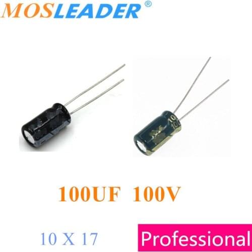 Mosleader 100UF 100V 10X17 800PCS 107 Chinese Black 2000Hours Green 5000Hours DIP Through Hole Aluminum electrolytic capacitors
