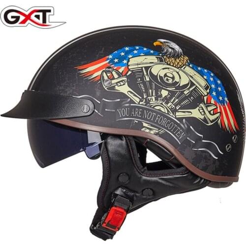 GXT retro motorcycle helmet moto helmet mens retro helmet Open face Visor helmet lightweight man women Half-helmet DOT approved