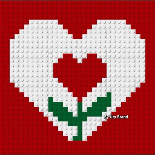 Pop Pixel Art Mosaic Red Heart Love DIY Painting By Numbers Set 32x32 Studs Bricks Diamond Building Blocks Toy Kids Unique Gift