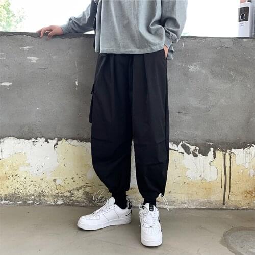 Male Joggers Grey Track Pants Black Vintage Harem Pants for Men 2021 Autumn Mens Streetwear Korean Fashions Sweatpants