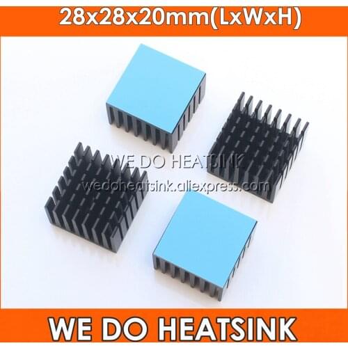 WE DO HEATSINK 28x28x20mm Black Anodized Aluminum CPU / IC / AMD Cooling Cooler Heatsink With Thermal Pad
