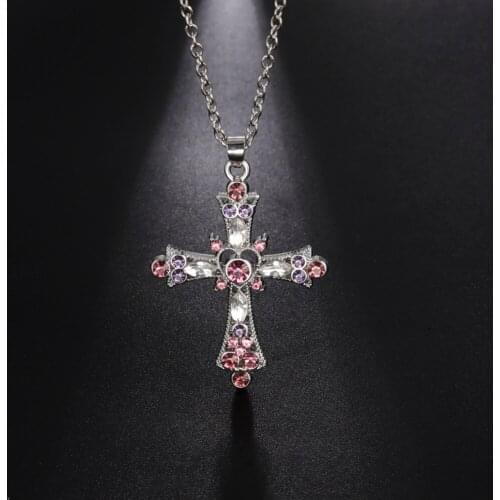 My Shape Crystal Choker Paved Jesus Flower Cross Religion Necklaces Christian Statement Necklace Latest Inspirational Jewelry