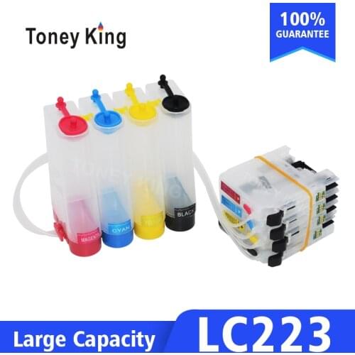 Toney King LC 223 Continuous Ink System Kit For Brother MFC-J4420DW J4620DW J4625DW J5320DW J5620DW Printer With Reset Chip