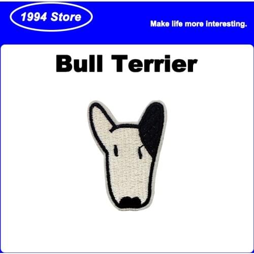 Cute Bull Terrier Embroidery Patch DIY White Dog Decorative Badges For Backpack Dress Ironing Stickers Patches For Kids Custom