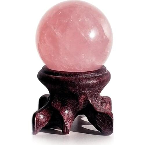 Natural rose quartz sphere mineral crystals gemstones massage ball reiki healing home decoration Free stand