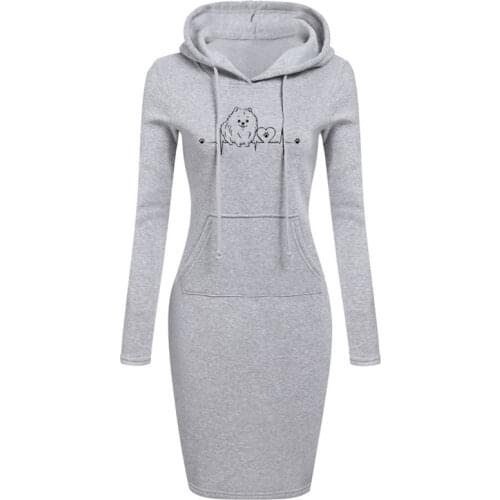 2020 New Summer Pomeranian Women Fashion Cute Heartbeat Dog Hooded long Sleeve Girls female Sexy Dress Clothing Bodycon Dresses