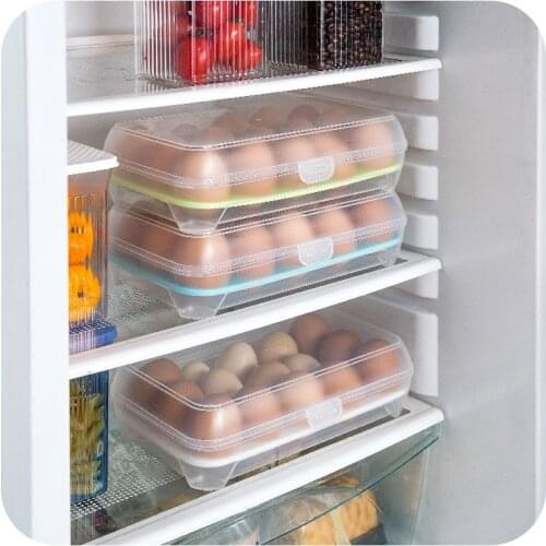 15 Grids Plastic Egg Storage Box Eggs Holder Portable Food Storage Container PP Refrigerator Egg Tray Holder Container With Lid