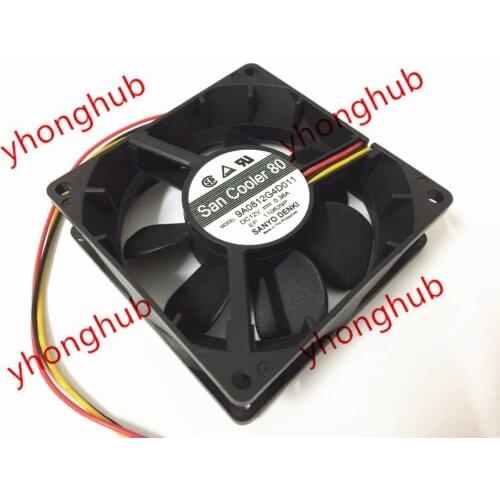 SANYO DENKI 9A0812G4D011 DC 12V 0.38A 3-wire 80x80x25m Server Cooling Fan