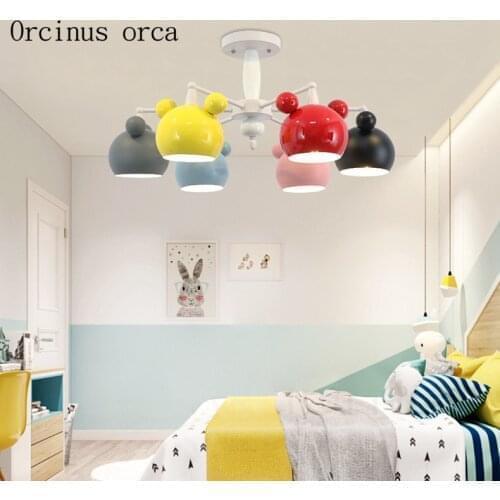 Nordic creative personality LED chandelier boys girls bedroom children room lights modern minimalist cartoon color ceiling lamp