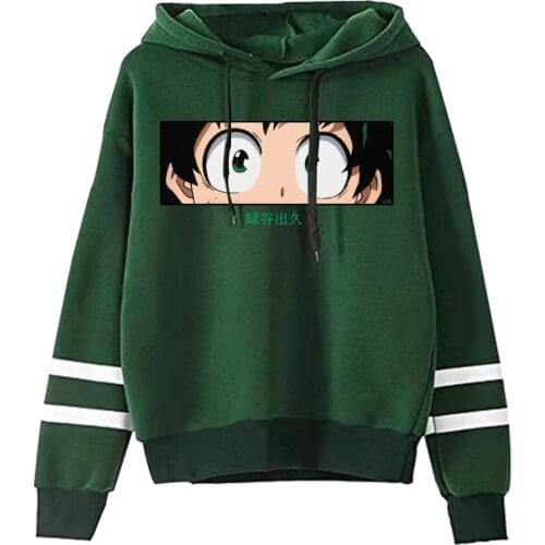Hoodie Sweatshirt Anime My Hero Academia Print Hoodies Men Izuku Midoriya Eyes Harajuku Streetwear Male