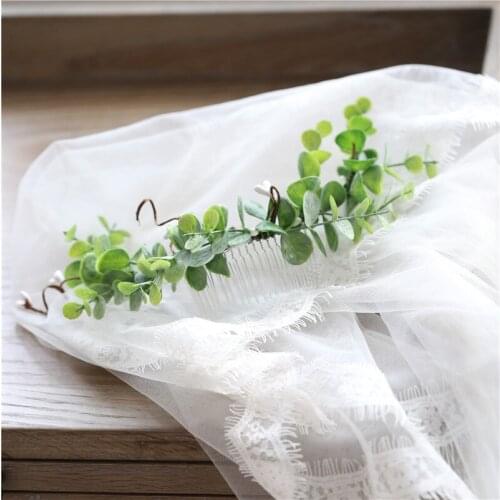 Woodland Green Leaf Wedding Hair Comb Wreath Handmade Bridal Headpiece Hair Accessories