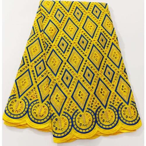 High Quality African Nigerian Tulle Milk Silk Voile Pure Swiss Cotton Damask Lace Fabric Embroidery Party Dress 2.5yards