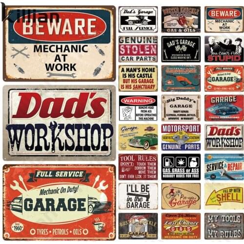 I Am Going To Work In The Garage Metal Poster Retro Art Creative Advertising Picture Metal Plate Bar Club Wall Decoration Metal