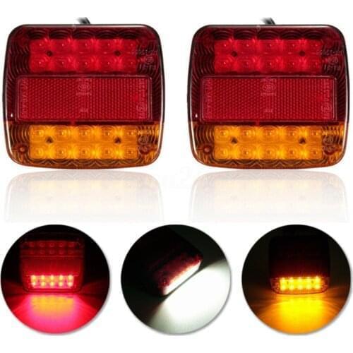 2pcs 12V Trailer Truck Caravan Lorry Taillight Tail Light Number Plate Light Rear Reverse Brake Stop Lamp Truck Accessories