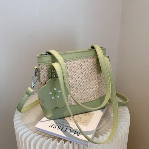 Women Handbags Small Fresh 2021 New Fashion Straw Woven Messenger Summer Versatile Hand Bucket Bag Purses