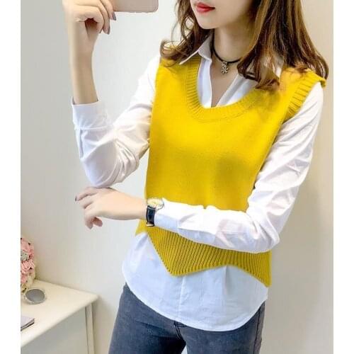 Women Sweater Vest One Piece Of Vest New Outer Wear Waistcoat Womens Pullover Vest Wool Vest Sleeveless Knitted Short Sweater