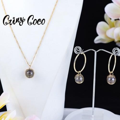 Womens Pearl Planet Pendant Necklace Hawaiian Gold Plated Colorful Pearls Jewelry Sets Fashion Earrings Necklaces Wholesale New