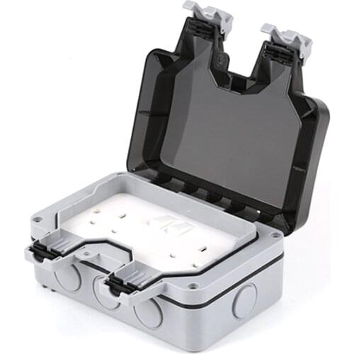 1PC Power Outlet UK Plug ABS Double Socket Switched 220V Outdoor Wall Switch Socket IP66 Waterproof Automatic Adjustment Sockets