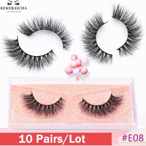 10 Pairs E08 Lashes Natural Long Mink False Eyelashes 3D Mink Lashes Fluffy Dramatic Eyelashes Wispy Mink Lashes Makeup Beauty