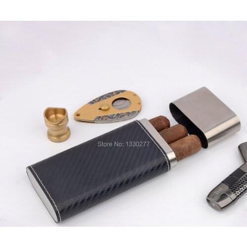 100% Original Car Foil Carbon Fiber Cigar Holder Cohiba to Protect 3 Fingers Cigars Up to 54 Rings Cigar for men
