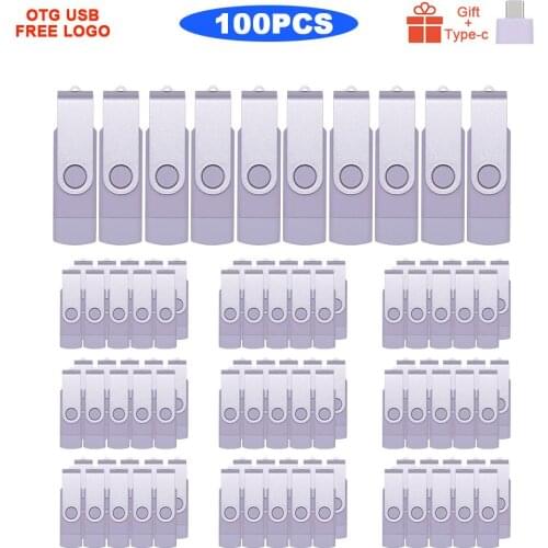 100pcs/lot OTG 2.0 USB 3 in 1 type-c Flash drive Stick 4GB 8GB 16GB 32GB 64GB Pendrive Flash Drive For Computer/ Phone free logo