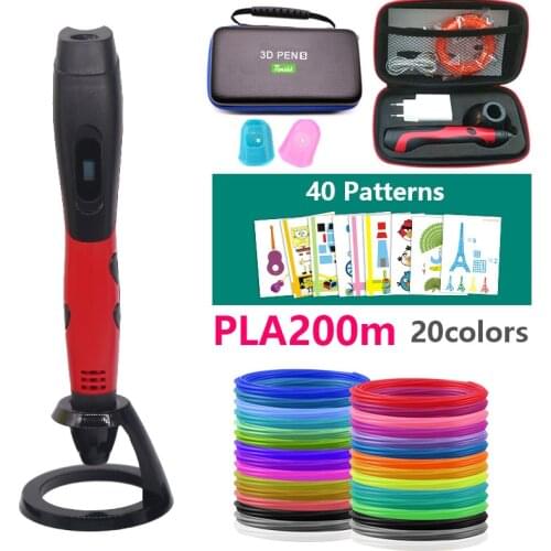 2020 USB 3D pen plus with safe filament 1.75mm Christmas / birthday gift with beautiful leather bag suitable for family creation