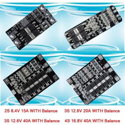 2S 3S 4S 3.7V 18650 Lithium Li-ion Battery Protection Board Balance 12.6V 16.8V 15A 20A 40A BMS CELL for drill / Starter motor