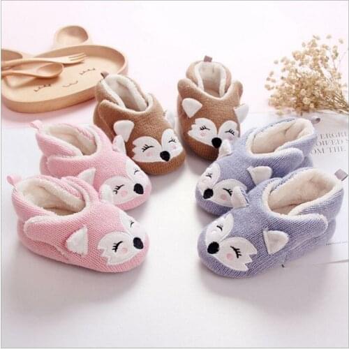 3 pairs/lots Newborn Baby Shoes Infant Shoes Winter Soft Cotton Baby First Walker Toddler Boy/girl Keep Warm fox shoes