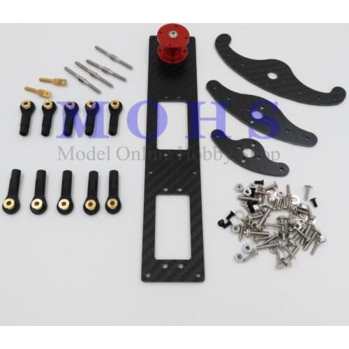 Carbon fiber 4inch vertical rudder mount rudder tray +servo arm + ball link + rod COMBO rc aircraft rudder pull pull servo tray