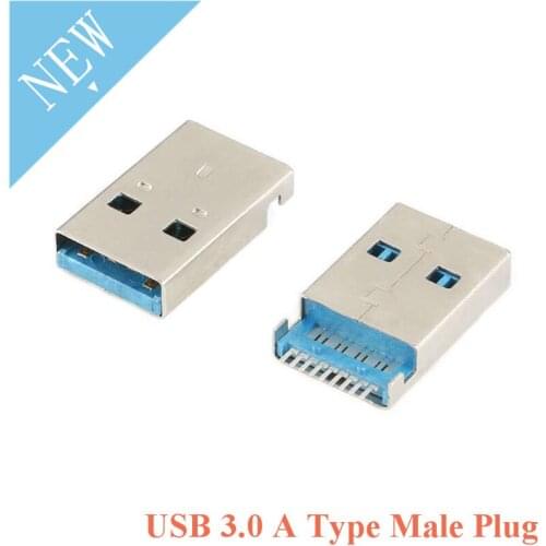 5pcs USB 3.0 A Type Male Plug Jack Connector 9 Pin SMT SMD High-speed Data Transmission USB 3.0 Jack Charging Socket Soldering