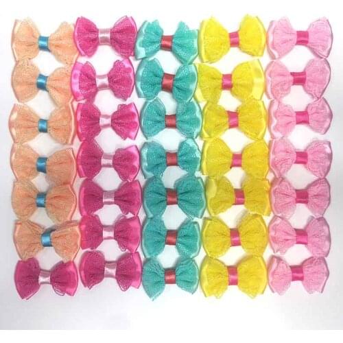 6pcs Lace Dog Grooming Accessories Bows Clip Cat dog Hair Bows Dog Hair Rubber Pet Supplier