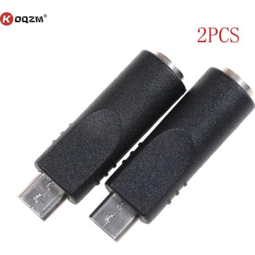 2pcs 3.5 x 1.1mm 5 Pin DC Power Female to Micro USB Male Plug Connector Adapter for Android Smartphone Tablet Charger Converter