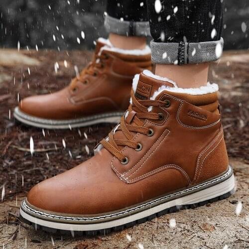 Snow Boots Waterproof Shoes for Men Leather Walking Casual Shoes Men Leather Autumn Winter Boots Outoor Shoes Ankle Boots New