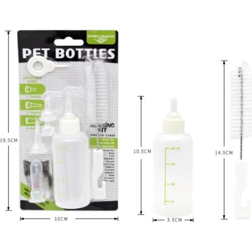 1set Puppy Kitten Feeding Bottle Set Pet Dog Cat Bady Nurser Water Milk Feeder With Cleaning Brush Newborn Cat Drinking Bottle